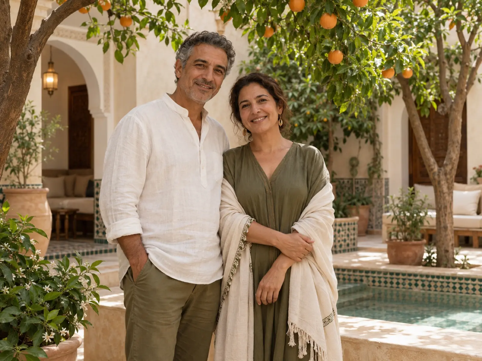 Malika & Hassan, your hosts, in the garden