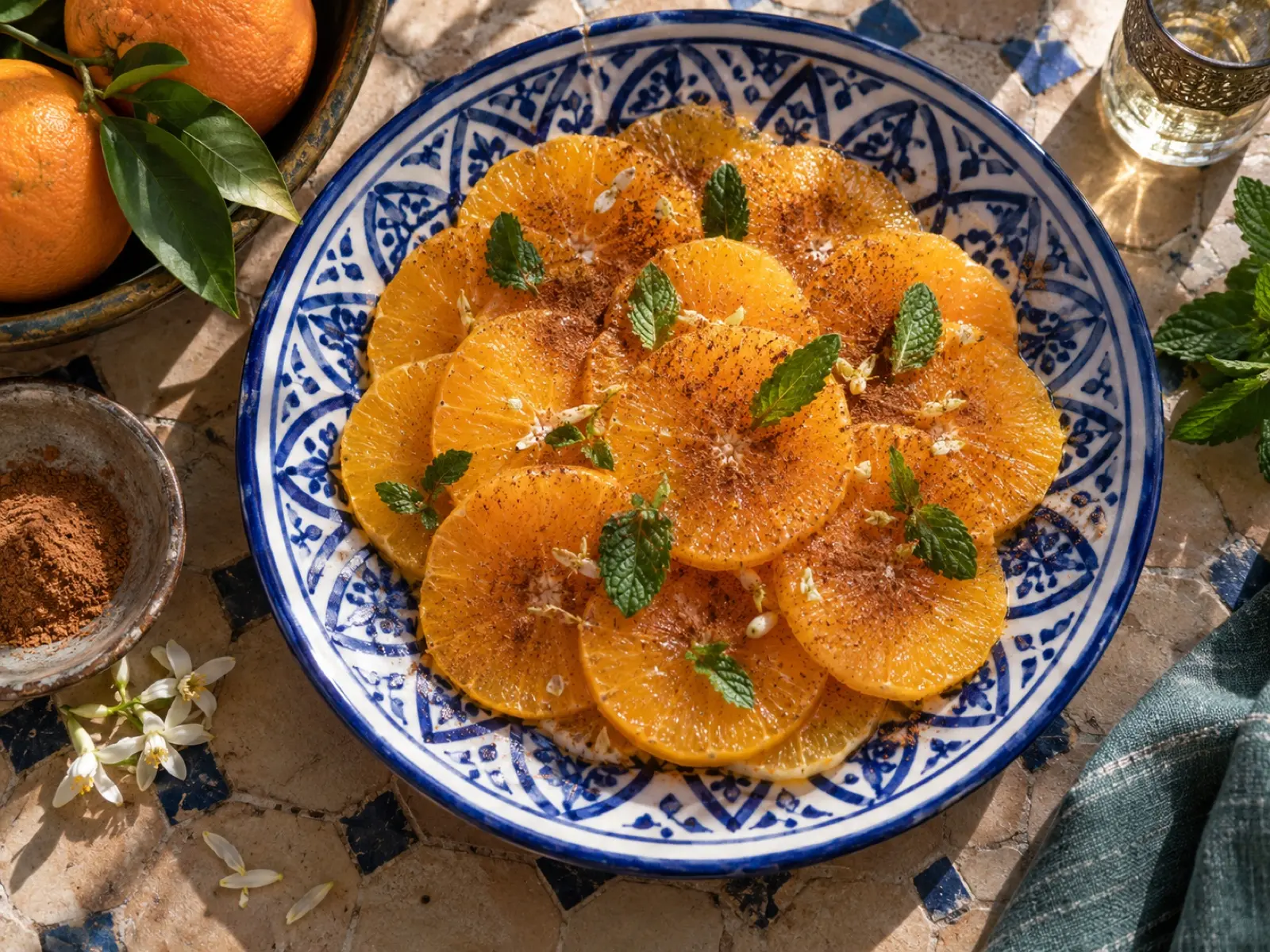 Sliced oranges with cinnamon and orange-blossom water
