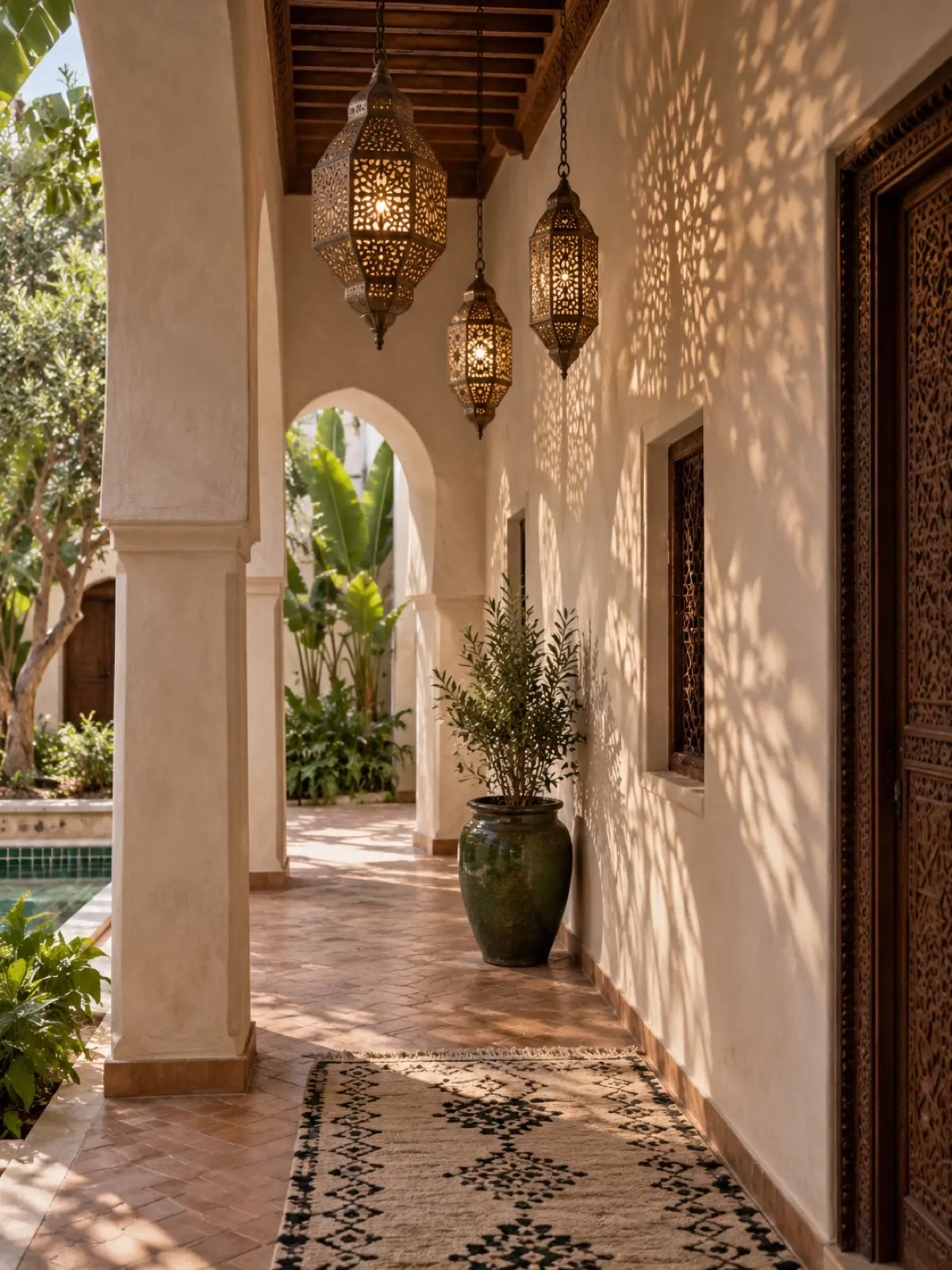 Brass lanterns in the gallery