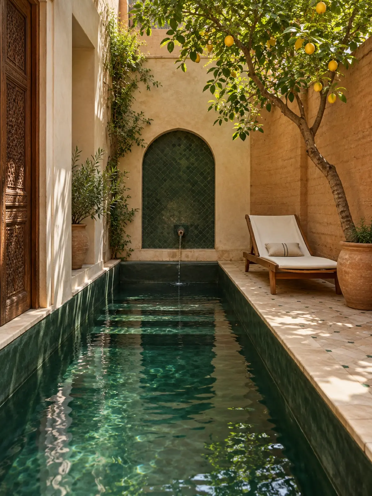 The plunge pool in the side courtyard