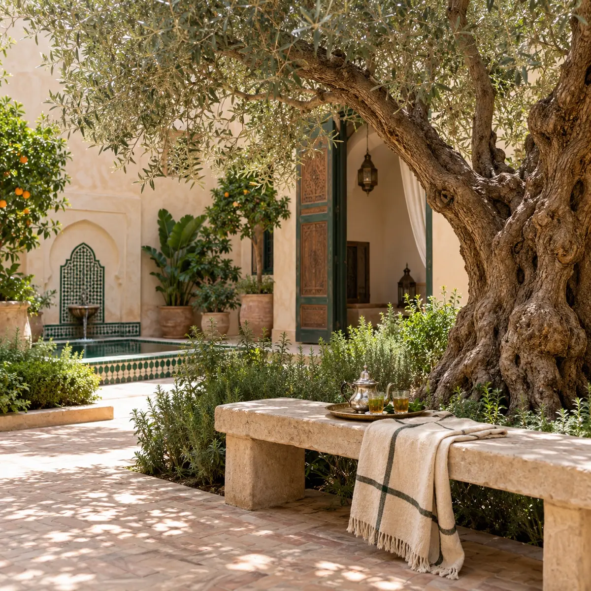 The olive bed in the garden