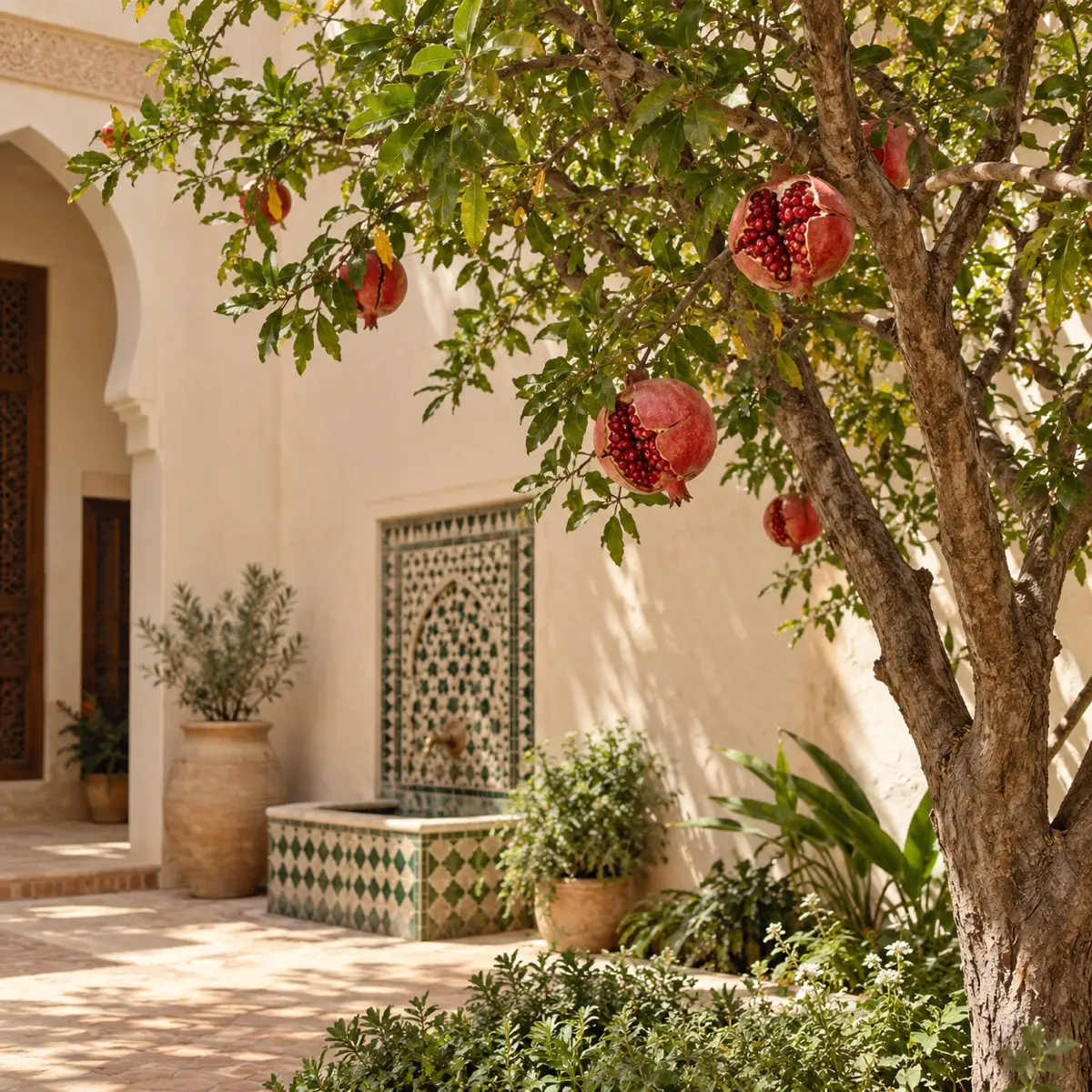 The pomegranate bed in the garden