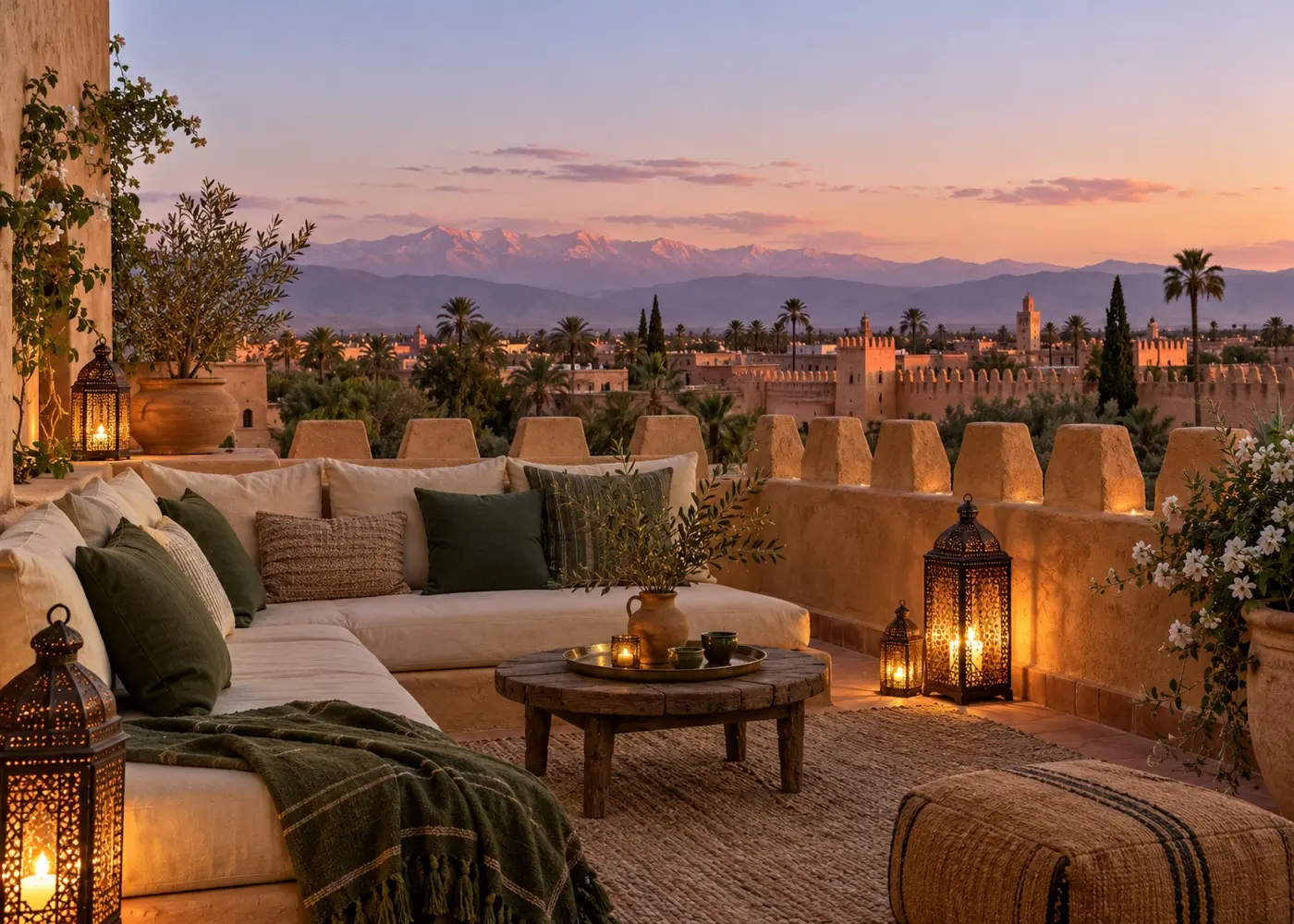 The Atlas Terrace at dusk